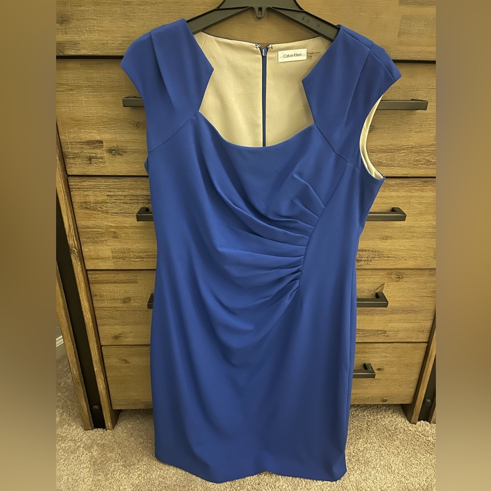 Beautiful blue Calvin Klein dress.  Pretty square neck.